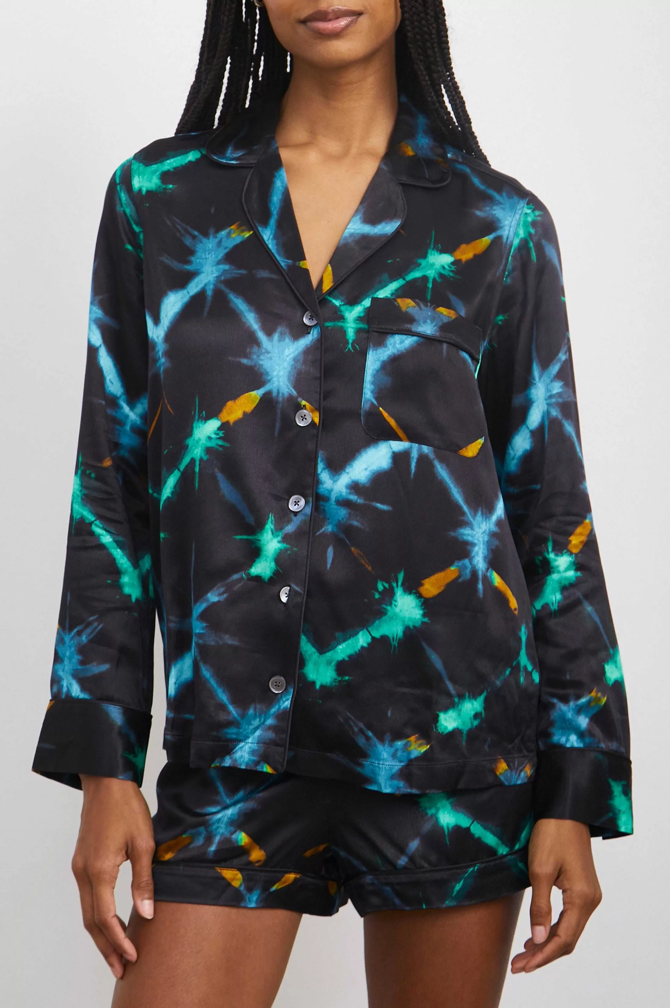 Nachtkleding-Rails Clarise Pyjamaset - Zwart Neon Ikat