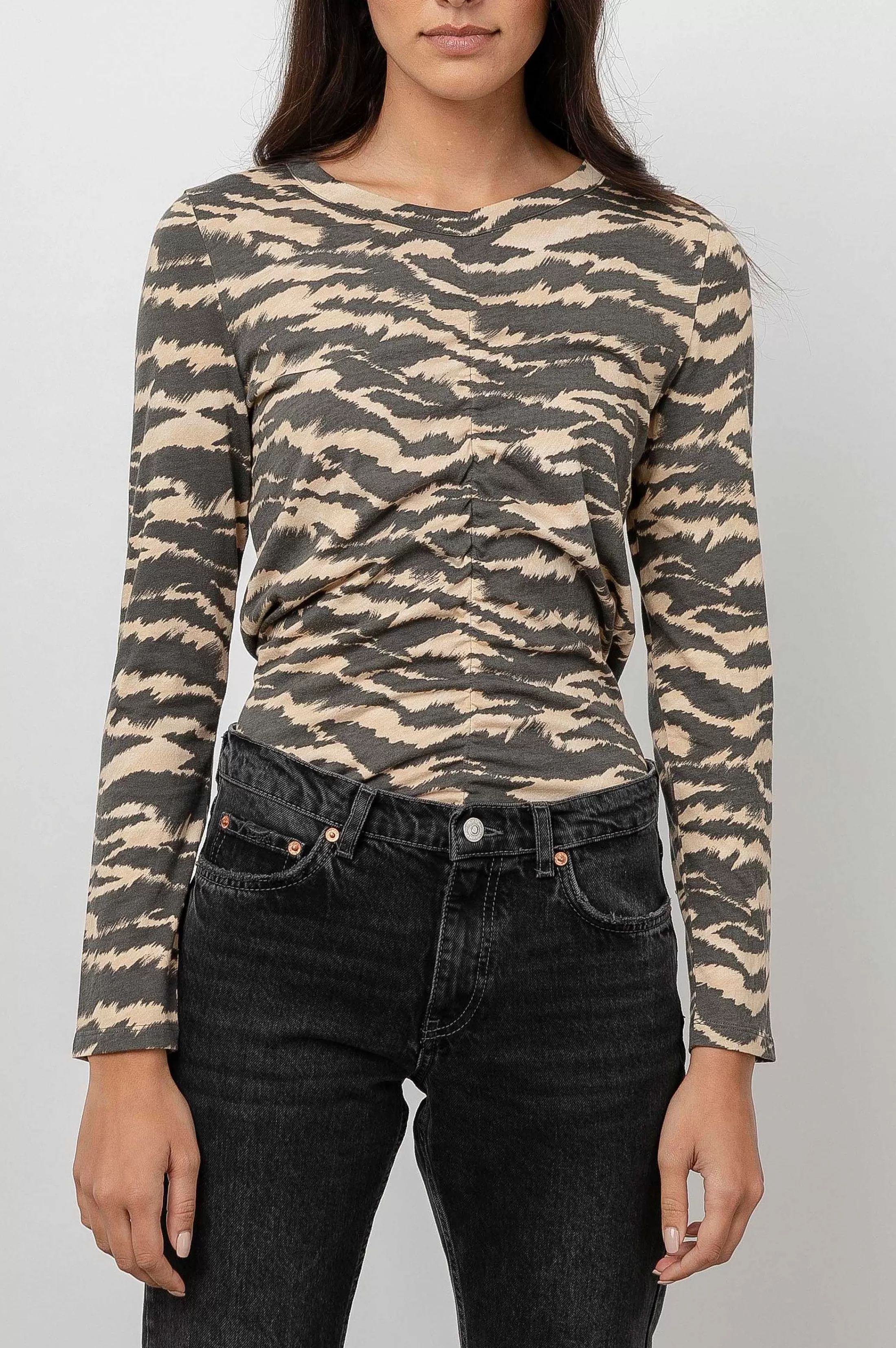Bovenkanten-Rails Freja T-Shirt - Tan New Wave Tijger