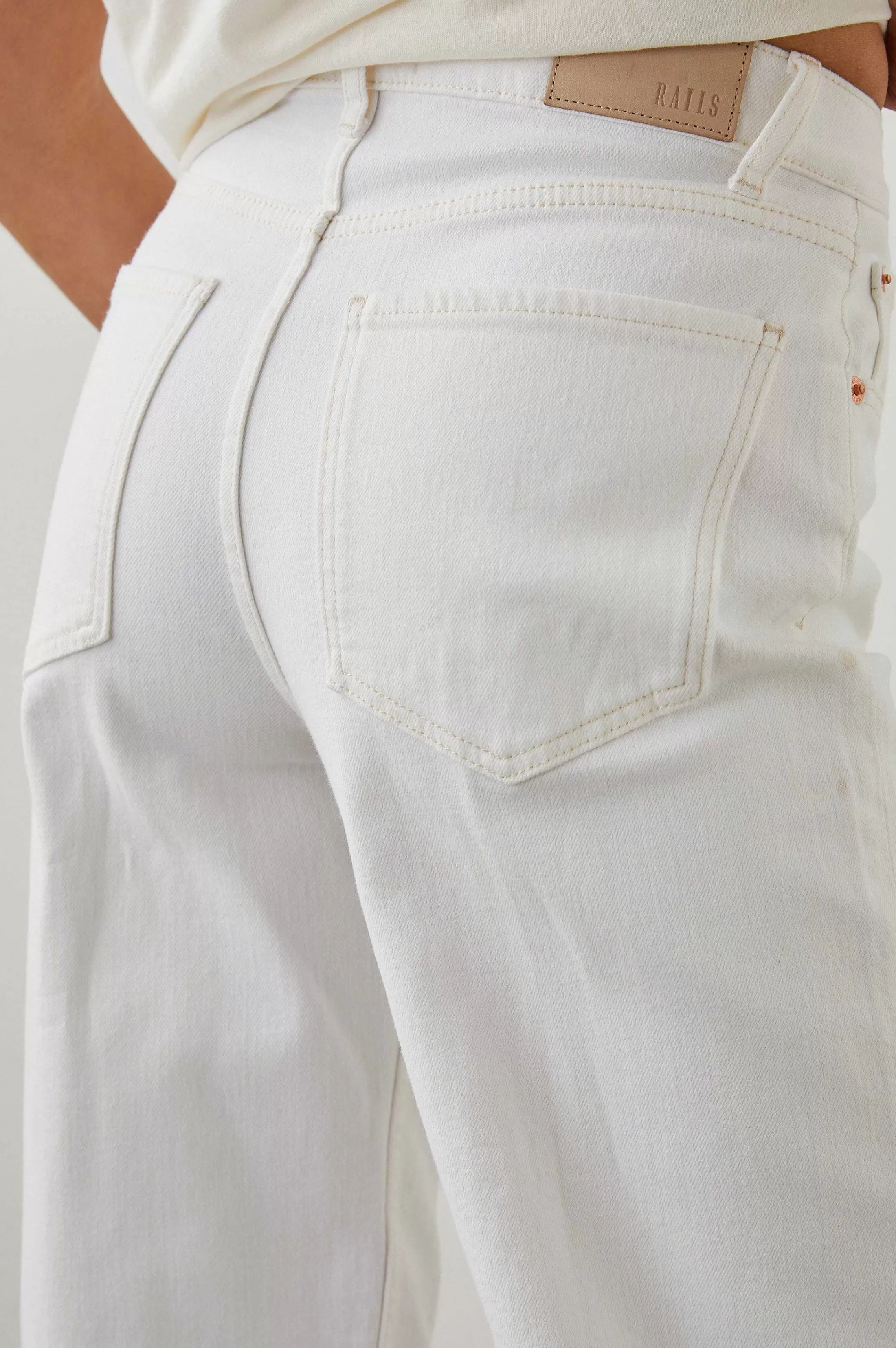 Denim-Rails Getty Wijde Leggen - Vintage Ecru