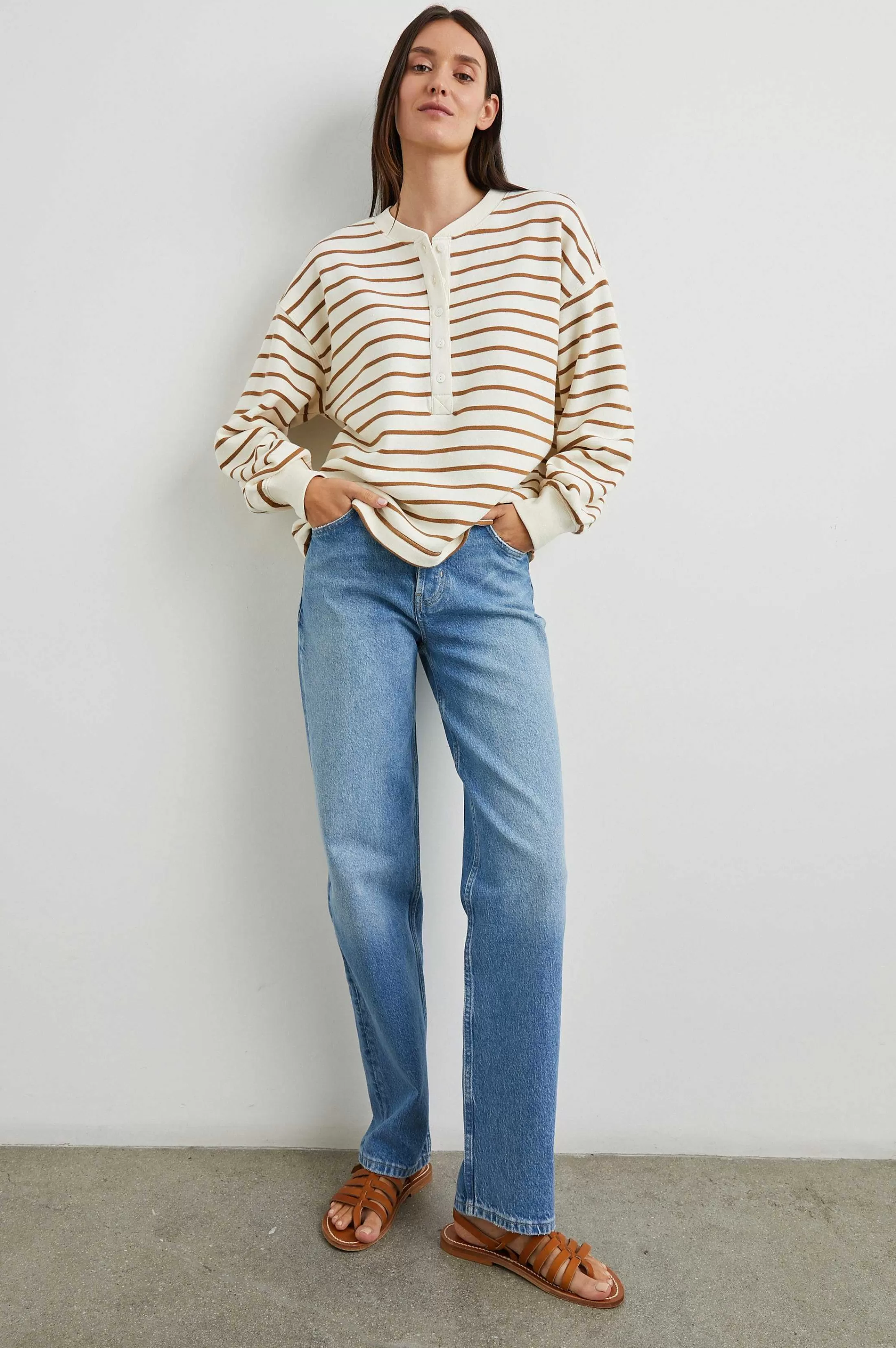 Bovenkanten-Rails Joan Sweatshirt - Karmelstreep