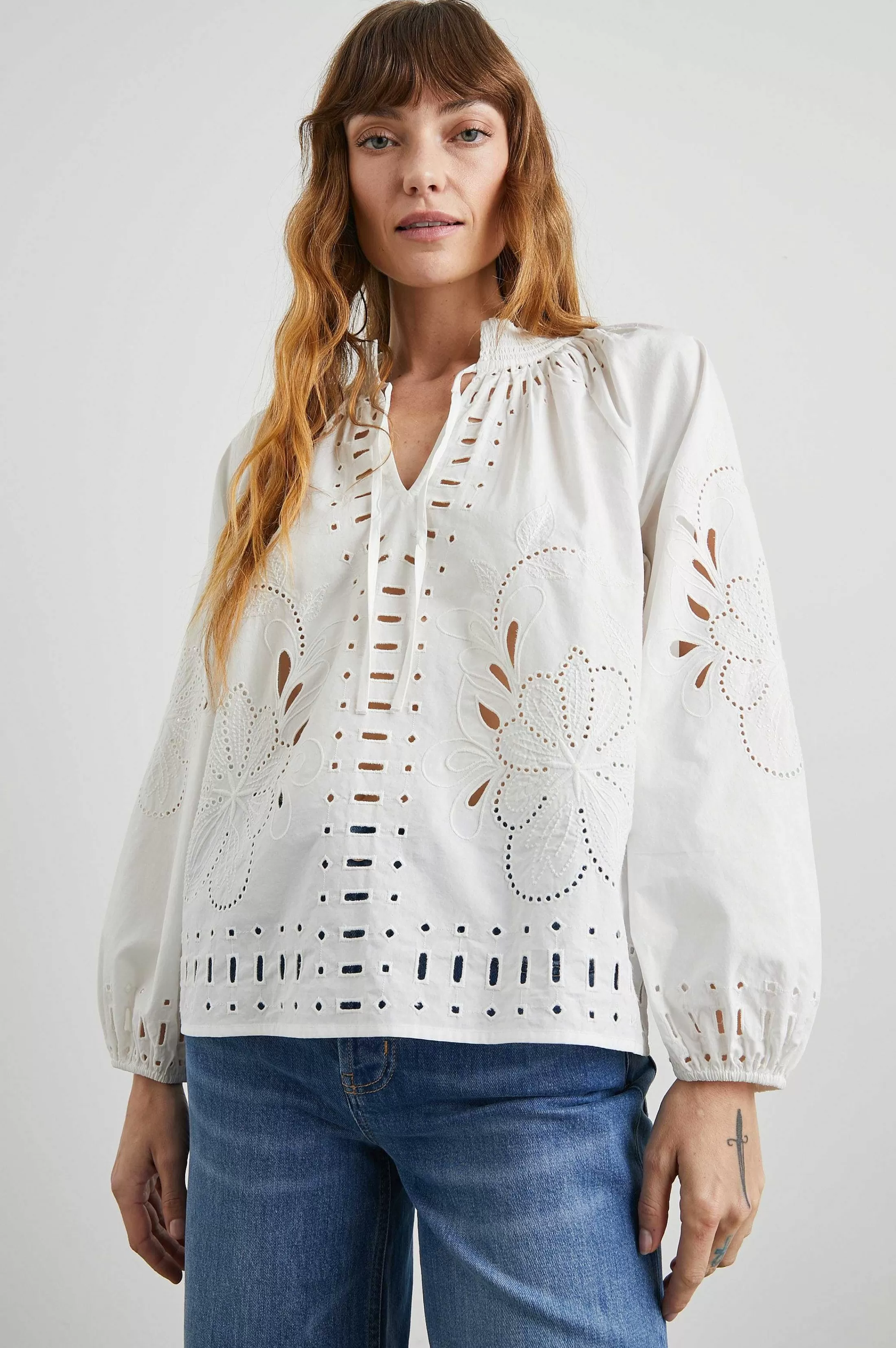 Bovenkanten-Rails Lucinda Top - Wit