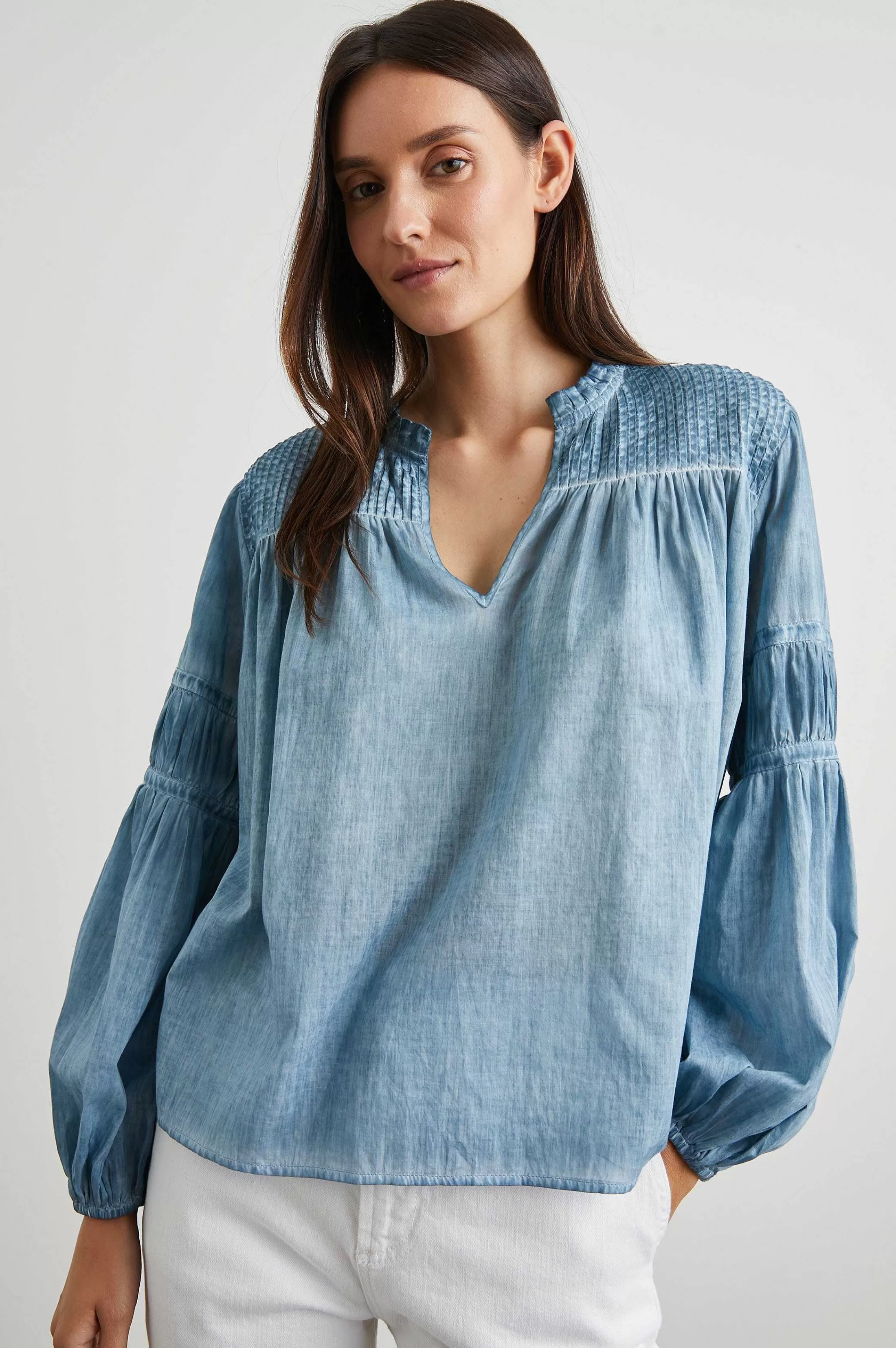 Bovenkanten-Rails Marli Top - Vervaagd Blauw