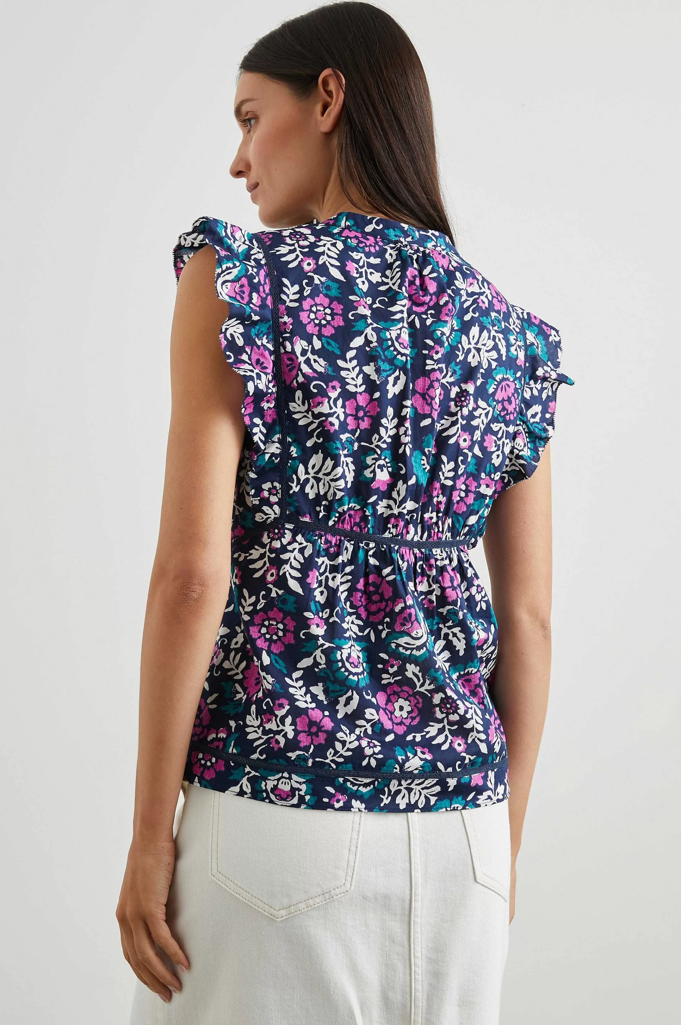 Bovenkanten-Rails Misha Top - Houtblok Bloemen